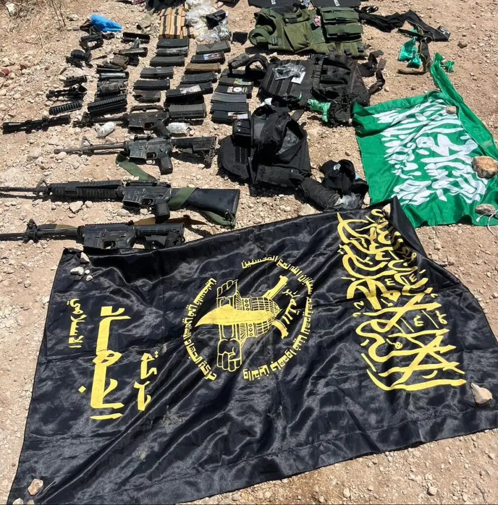 Equipment and weapons, seized from PIJ terrorists near Tulkarem, in Judea and Samaria